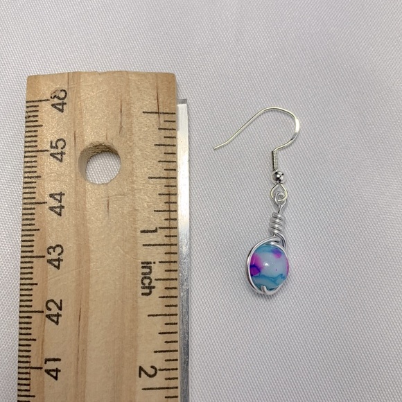 Handmade Wire Wrapped Bead Earrings - Picture 4 of 4